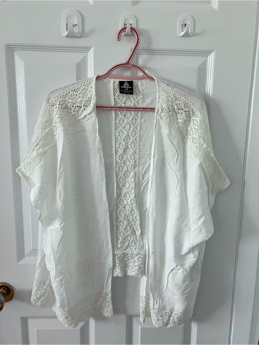 Women’s White Crochet lace Kimono Cover-Up cardigan
